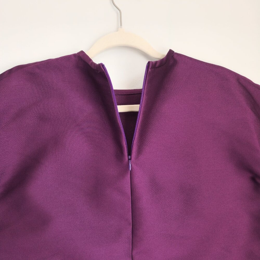 NWT Carven Size 8US Violet Short Sleeve T-shirt en mika Zipper Back Relaxed Fit - Picture 12 of 13